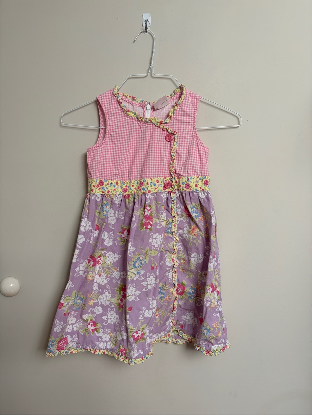 Hannah Anderson Crossover Gingham Floral Dress